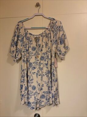 NWT Blue Floral Peasant Romper - Women's